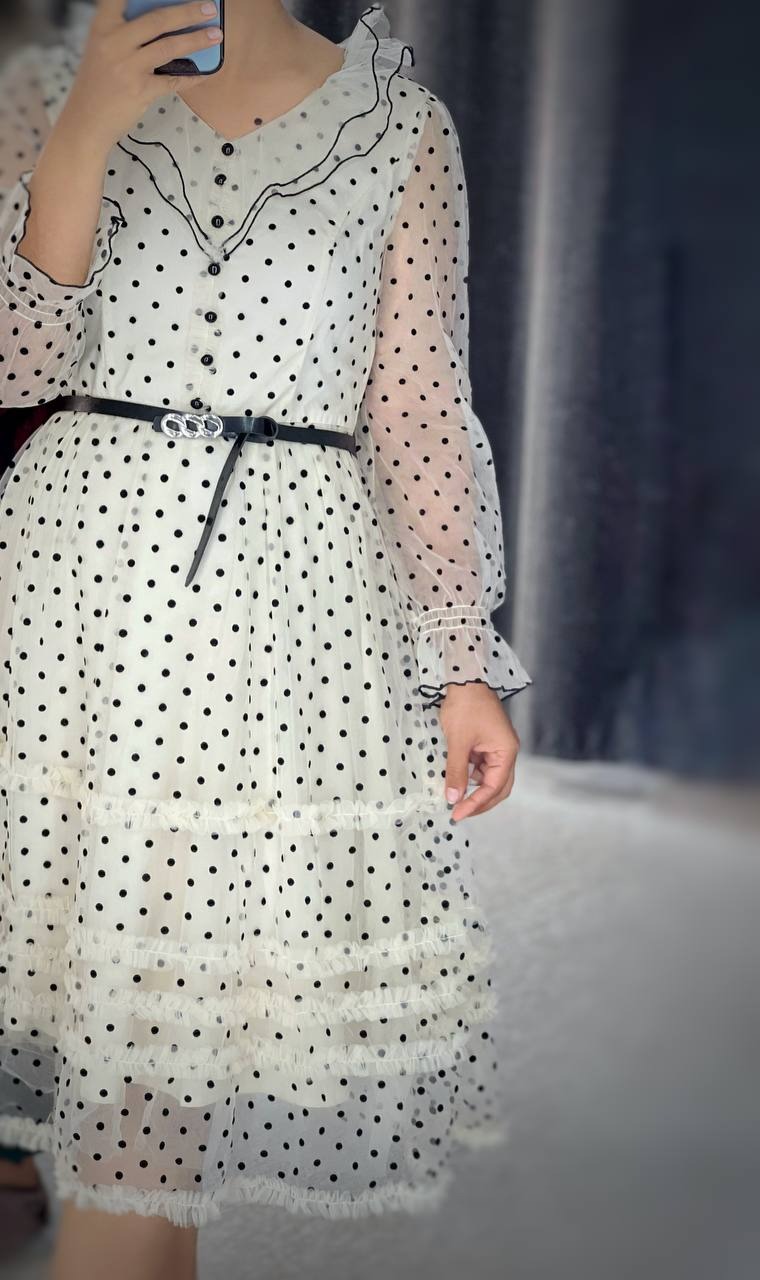 پیراهن عروسکی گل مخملی توپی کد 4683