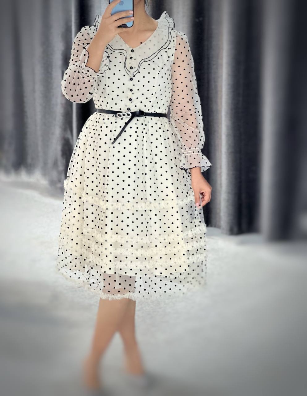 پیراهن عروسکی گل مخملی توپی کد 4683