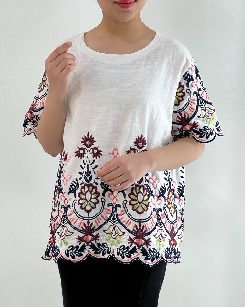 تونیک لینن نخ تمام گلدوزی کد 4687