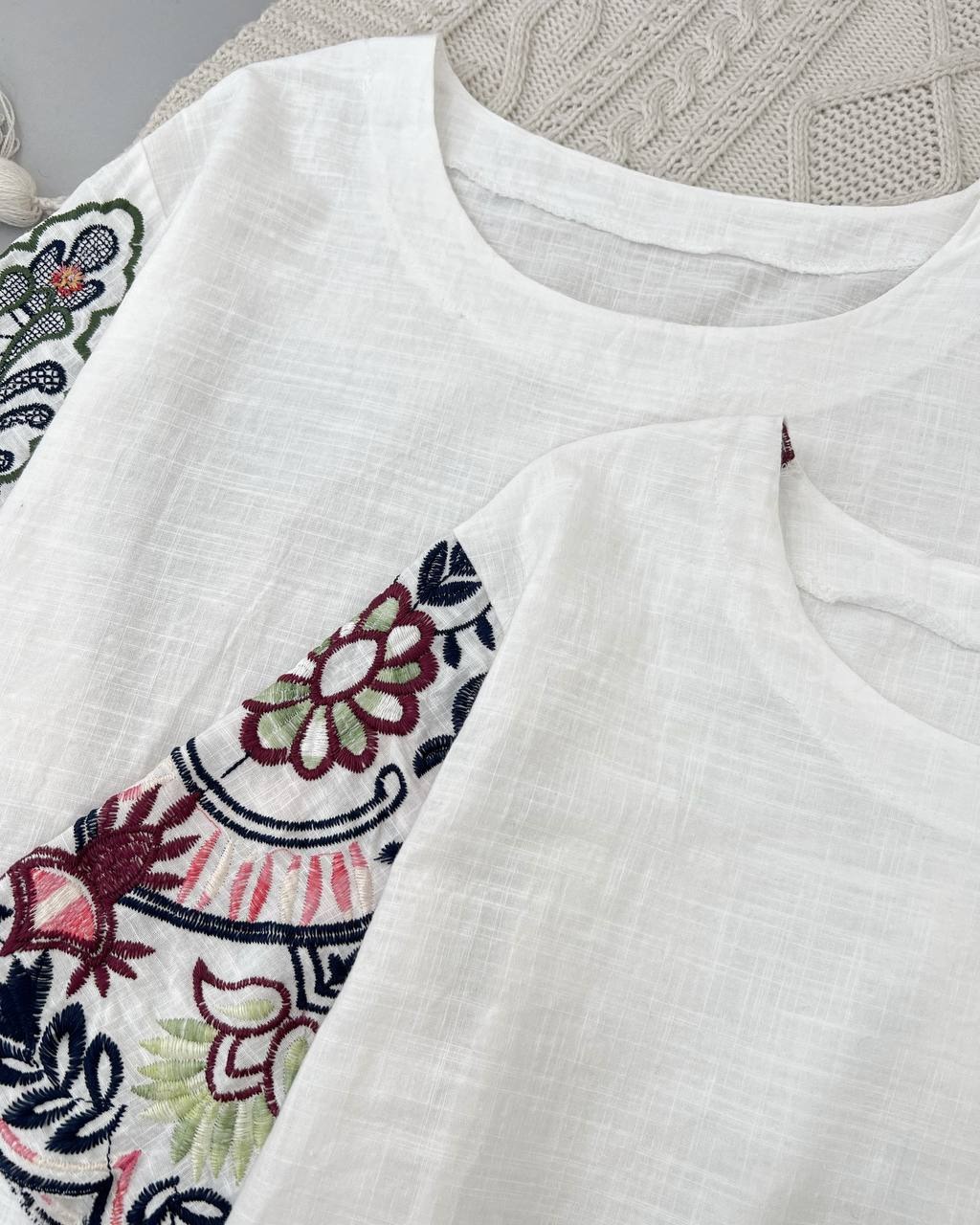 تونیک لینن نخ تمام گلدوزی کد 4687