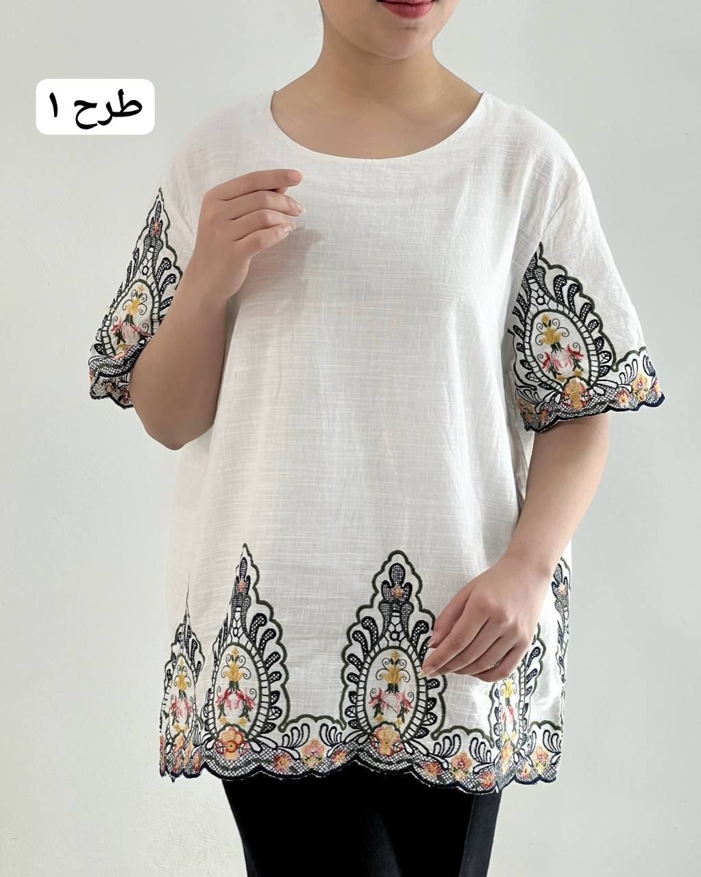 تونیک لینن نخ تمام گلدوزی کد 4687