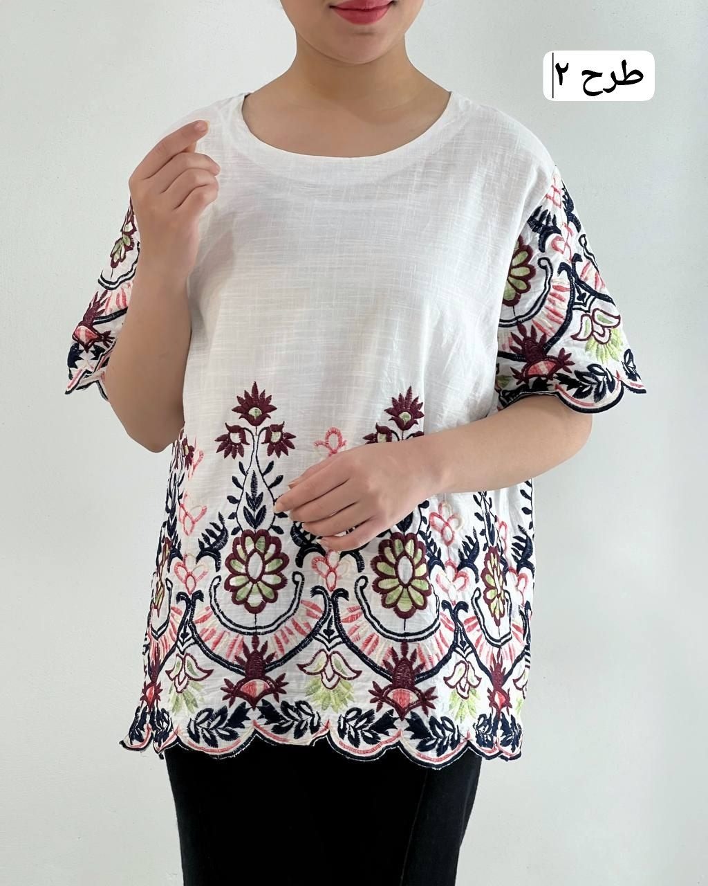 تونیک لینن نخ تمام گلدوزی کد 4687