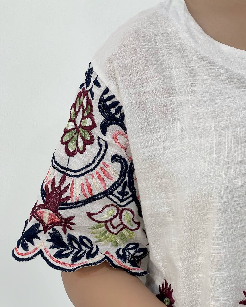 تونیک لینن نخ تمام گلدوزی کد 4687