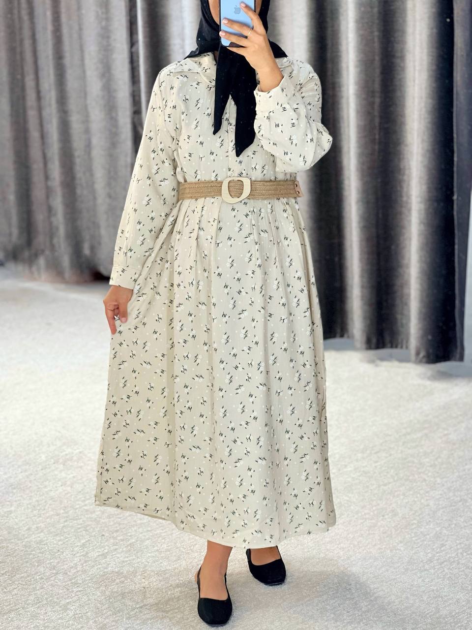 پیراهن کمر چین دکمه خور کد 4692