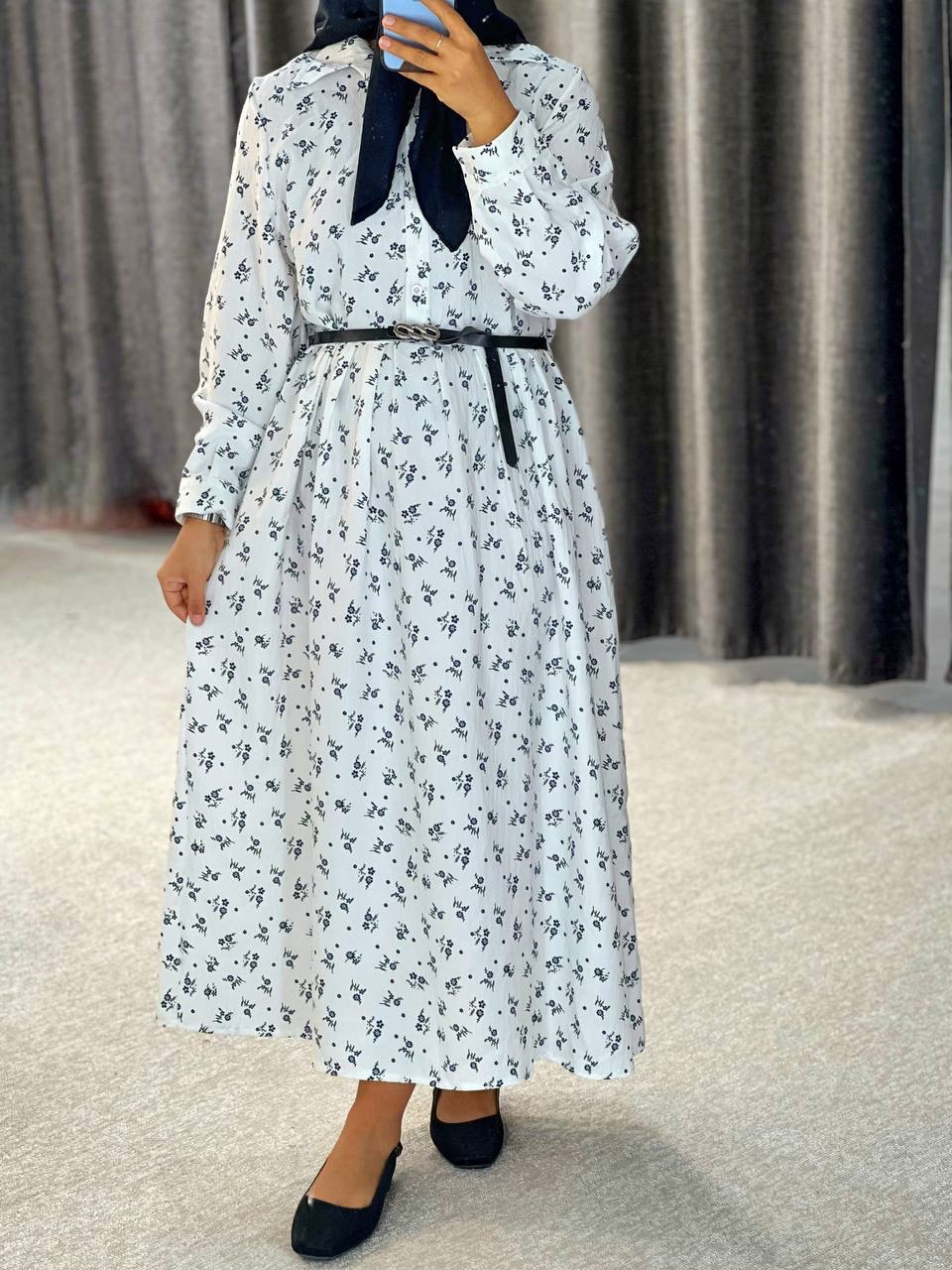 پیراهن کمر چین دکمه خور کد 4692