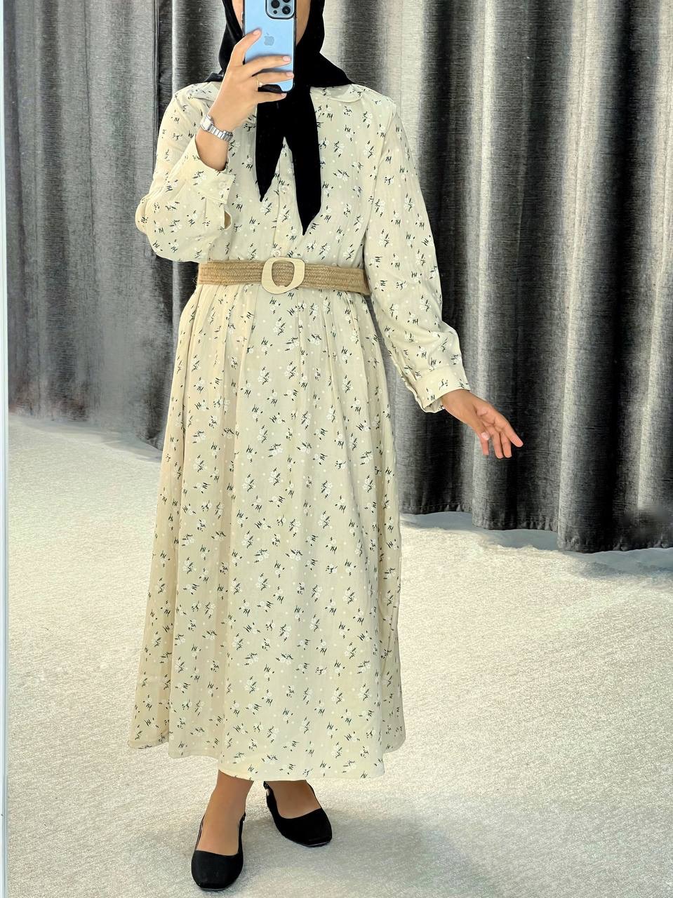 پیراهن کمر چین دکمه خور کد 4692