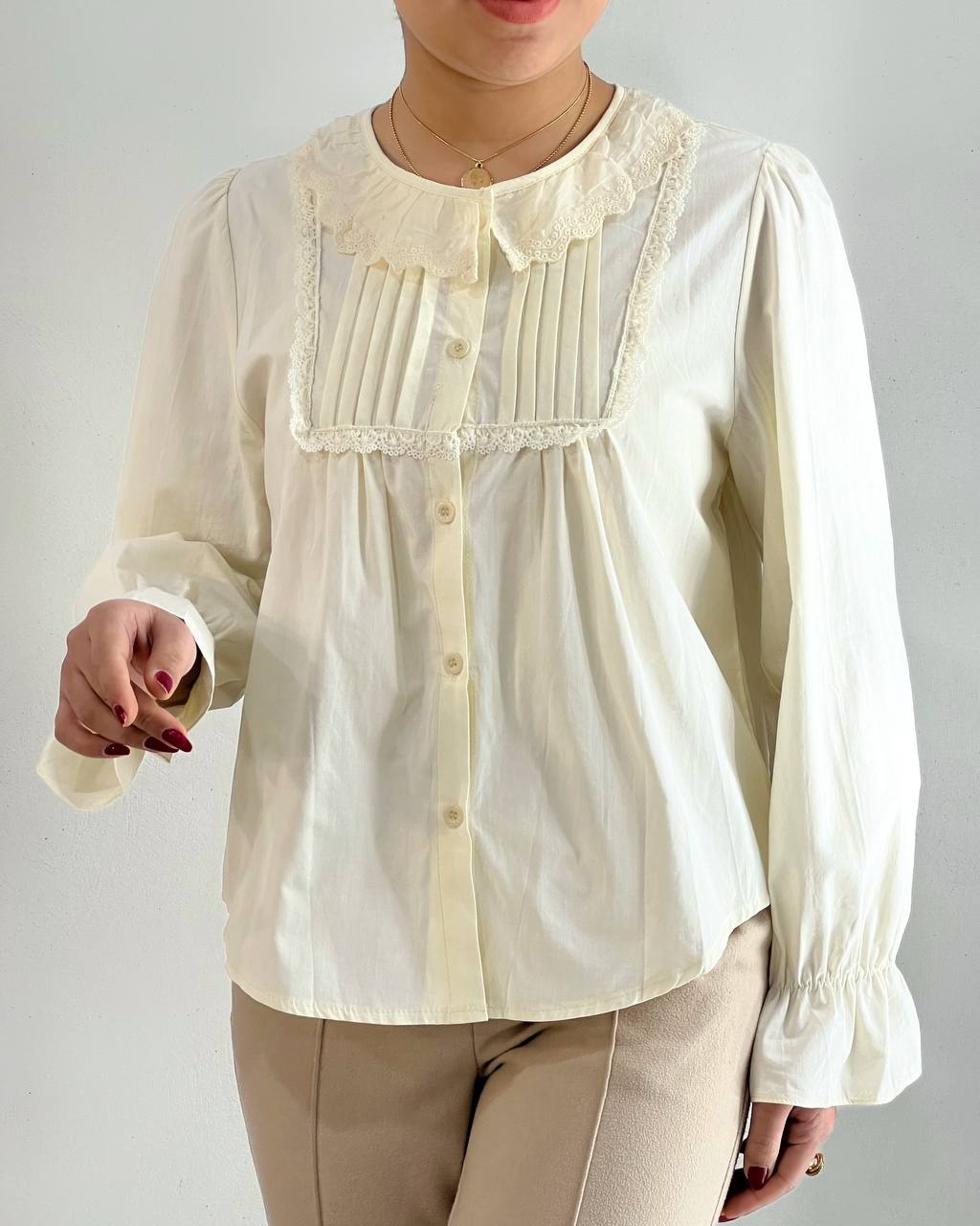 شومیز پوپلین نخ جلو دکمه کد 4694