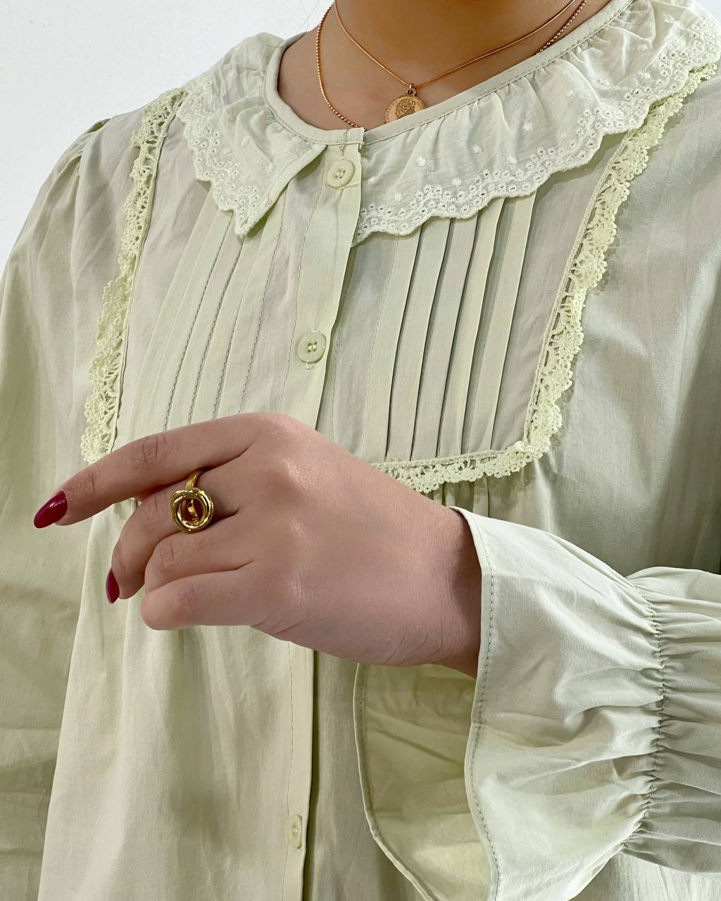 شومیز پوپلین نخ جلو دکمه کد 4694