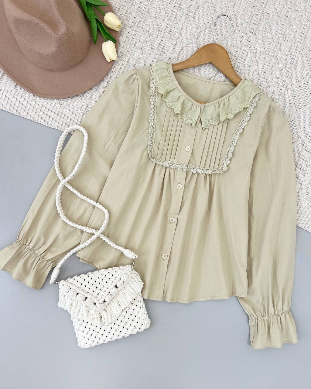 شومیز پوپلین نخ جلو دکمه کد 4694