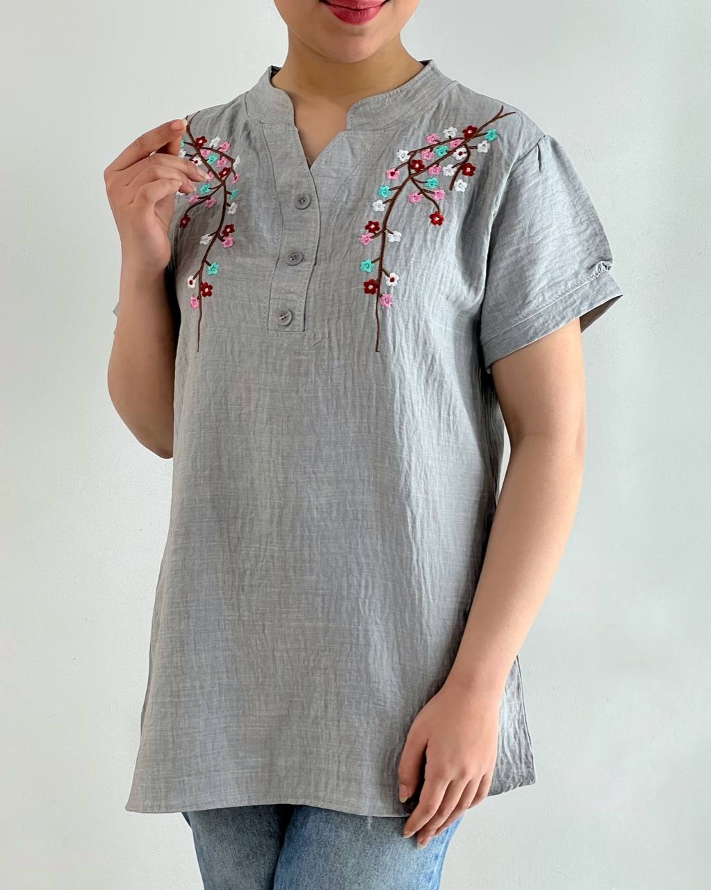 شومیز شانتون نخ گلدوزی کد 4697