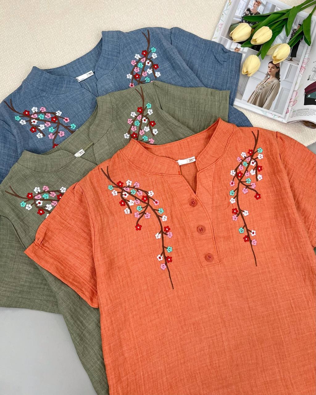 شومیز شانتون نخ گلدوزی کد 4697