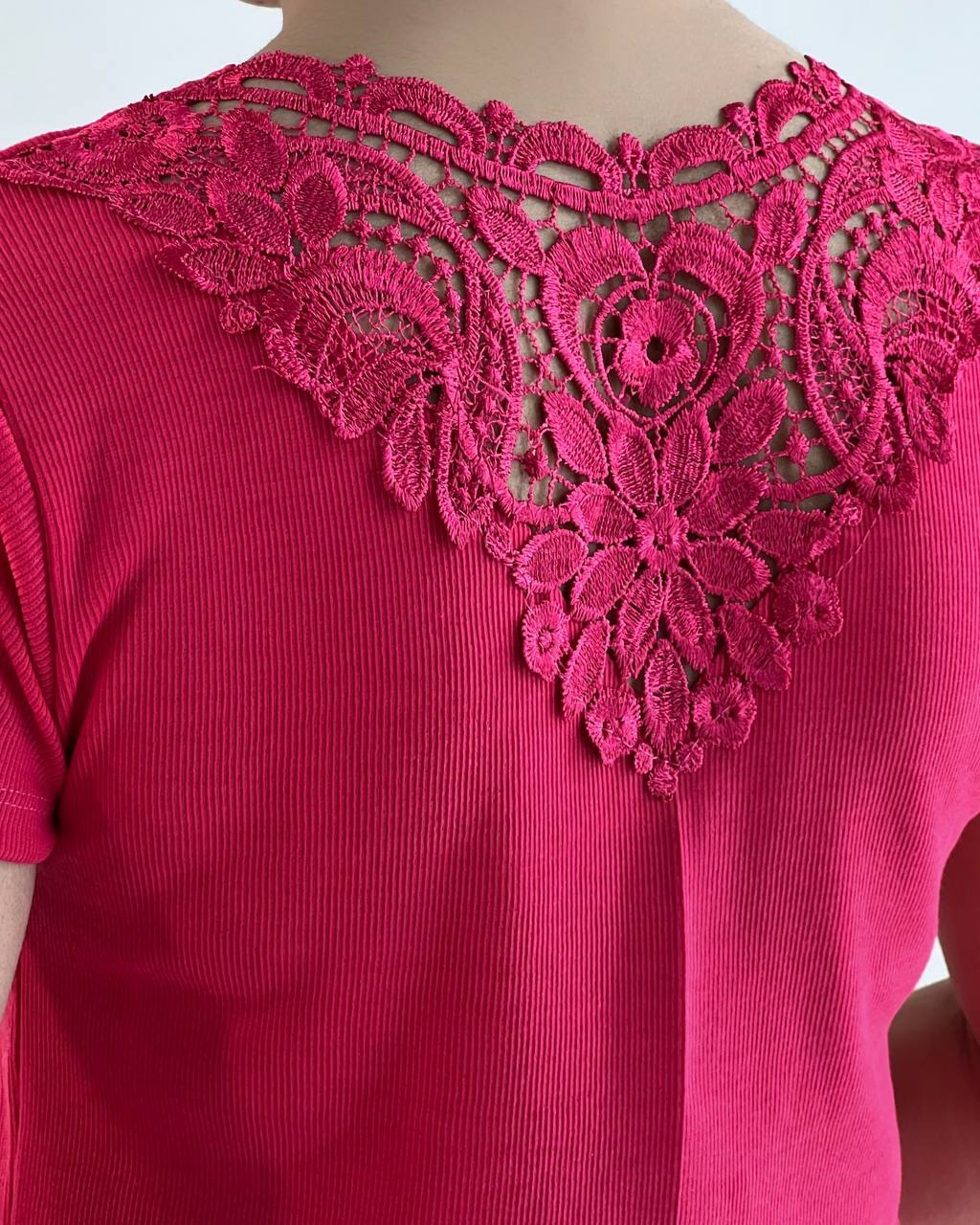 تیشرت پشت یقه گیپور کد 4699