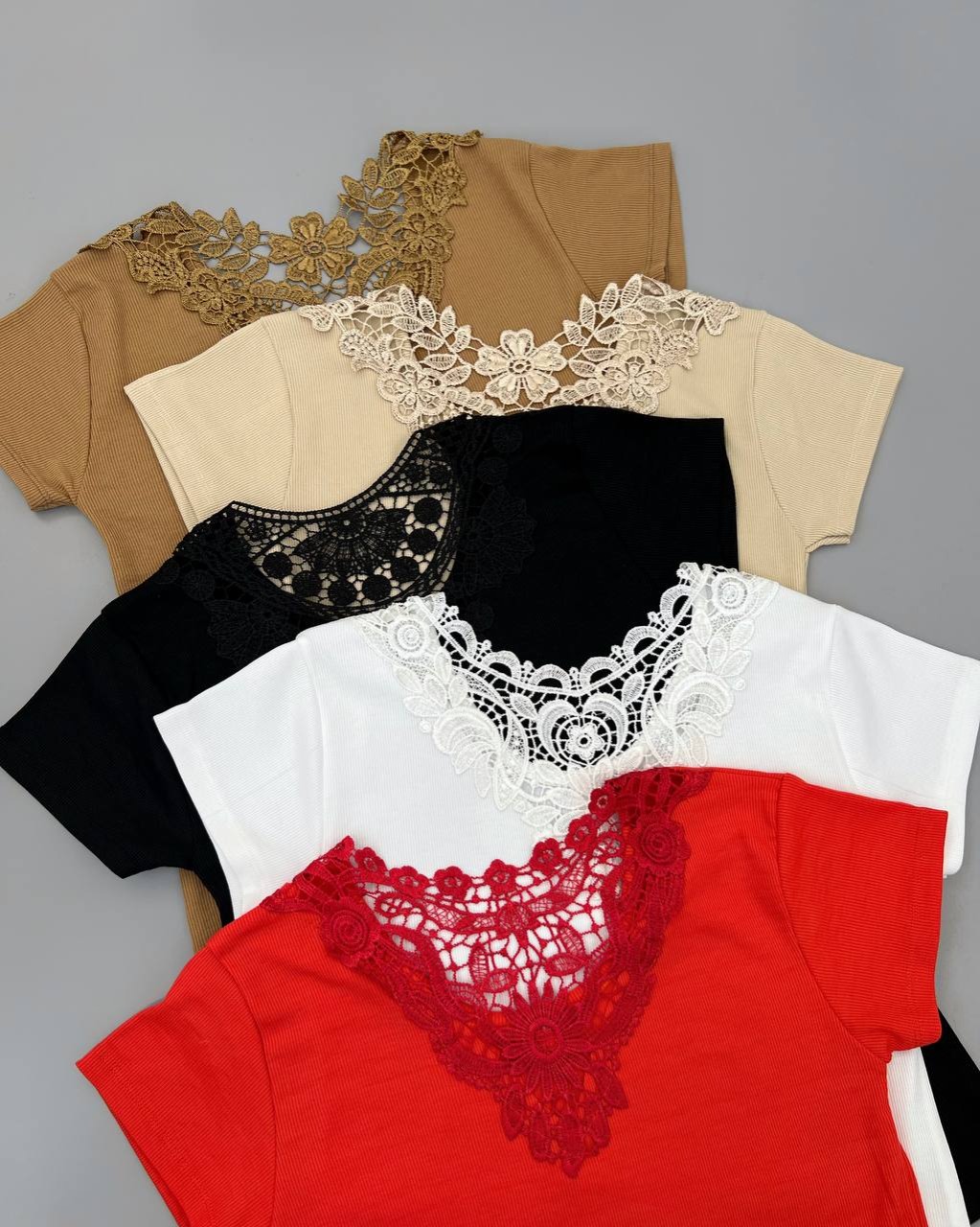 تیشرت پشت یقه گیپور کد 4699