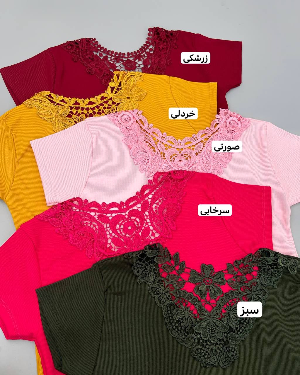 تیشرت پشت یقه گیپور کد 4699