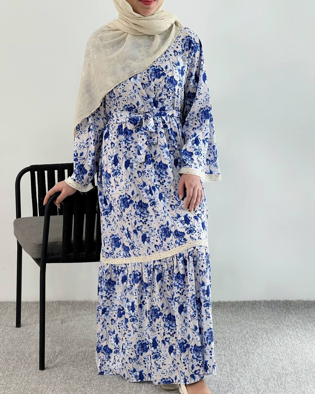 پیراهن چین دار نوار دوزی کد 4701