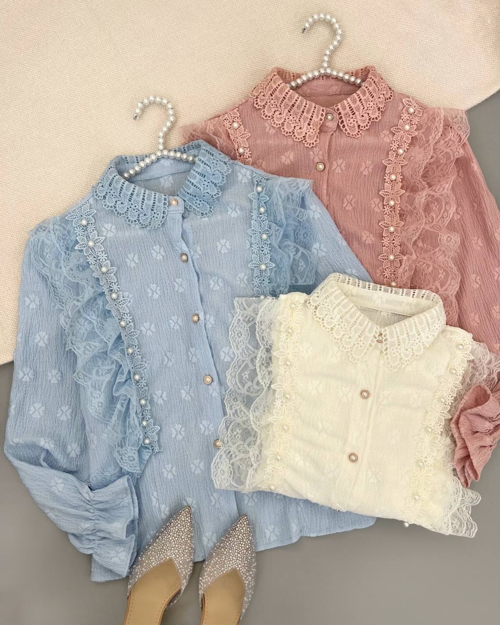 شومیز ژاکارد تمام کار شده کد 4707