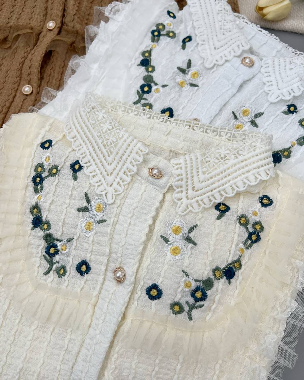 شومیز ژاکارد کش تمام کار شده کد 4709