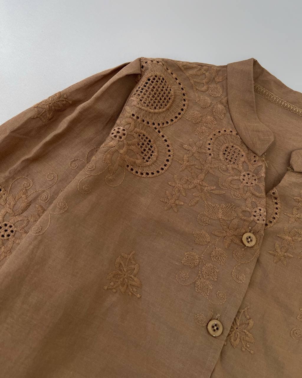 شومیز کتان نخ خامه دوزی کد 4715