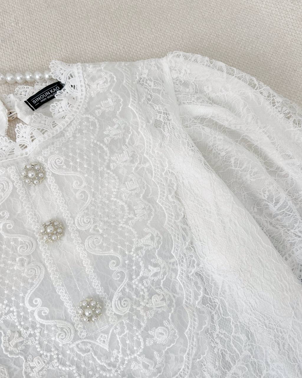 شومیز تمام گیپور استردار کد 4717