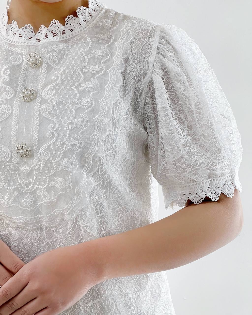 شومیز تمام گیپور استردار کد 4717