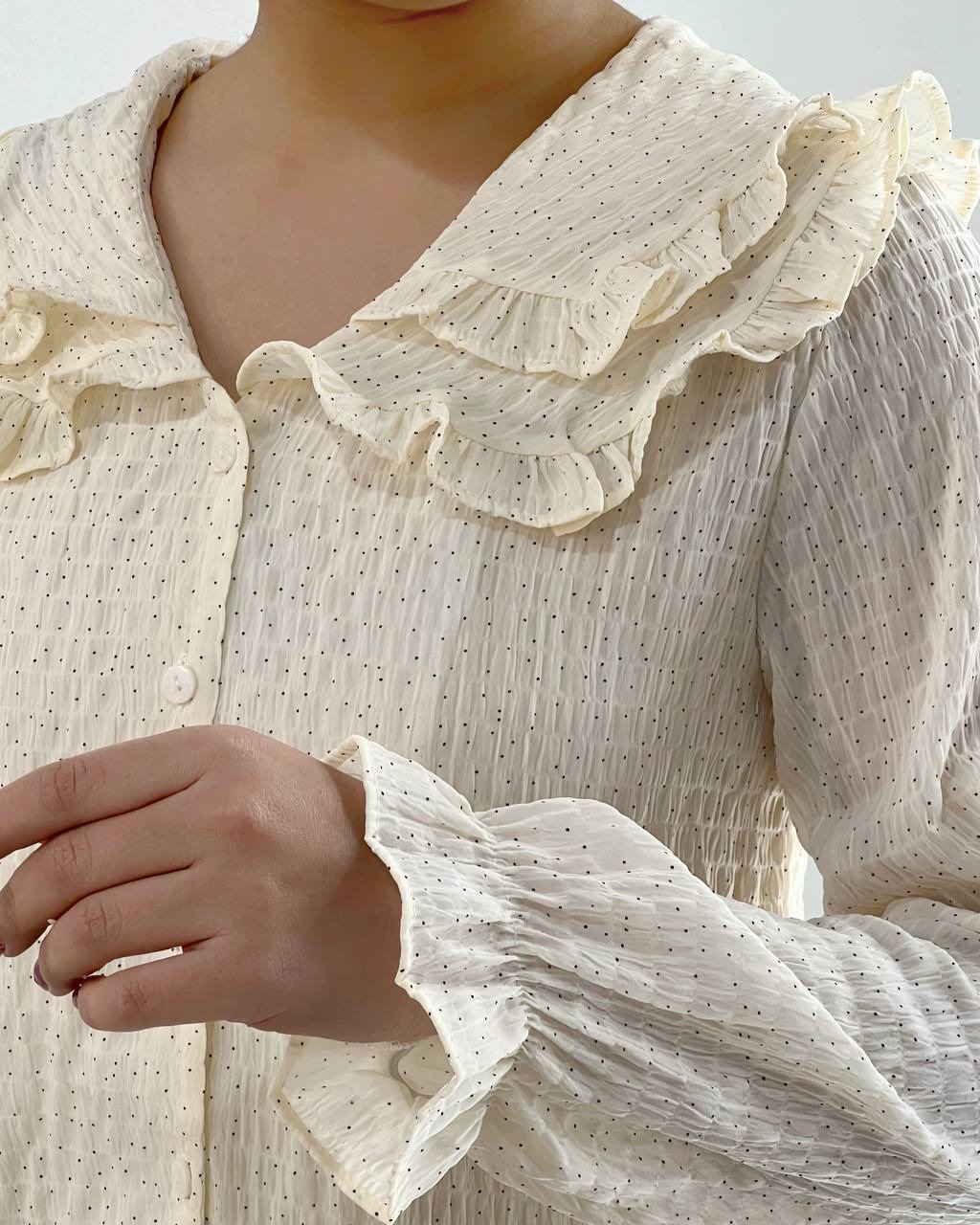 شومیز جلو دکمه یقه چین دار کد 4719