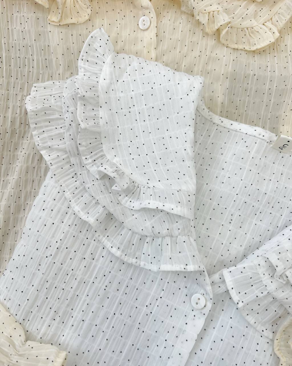 شومیز جلو دکمه یقه چین دار کد 4719