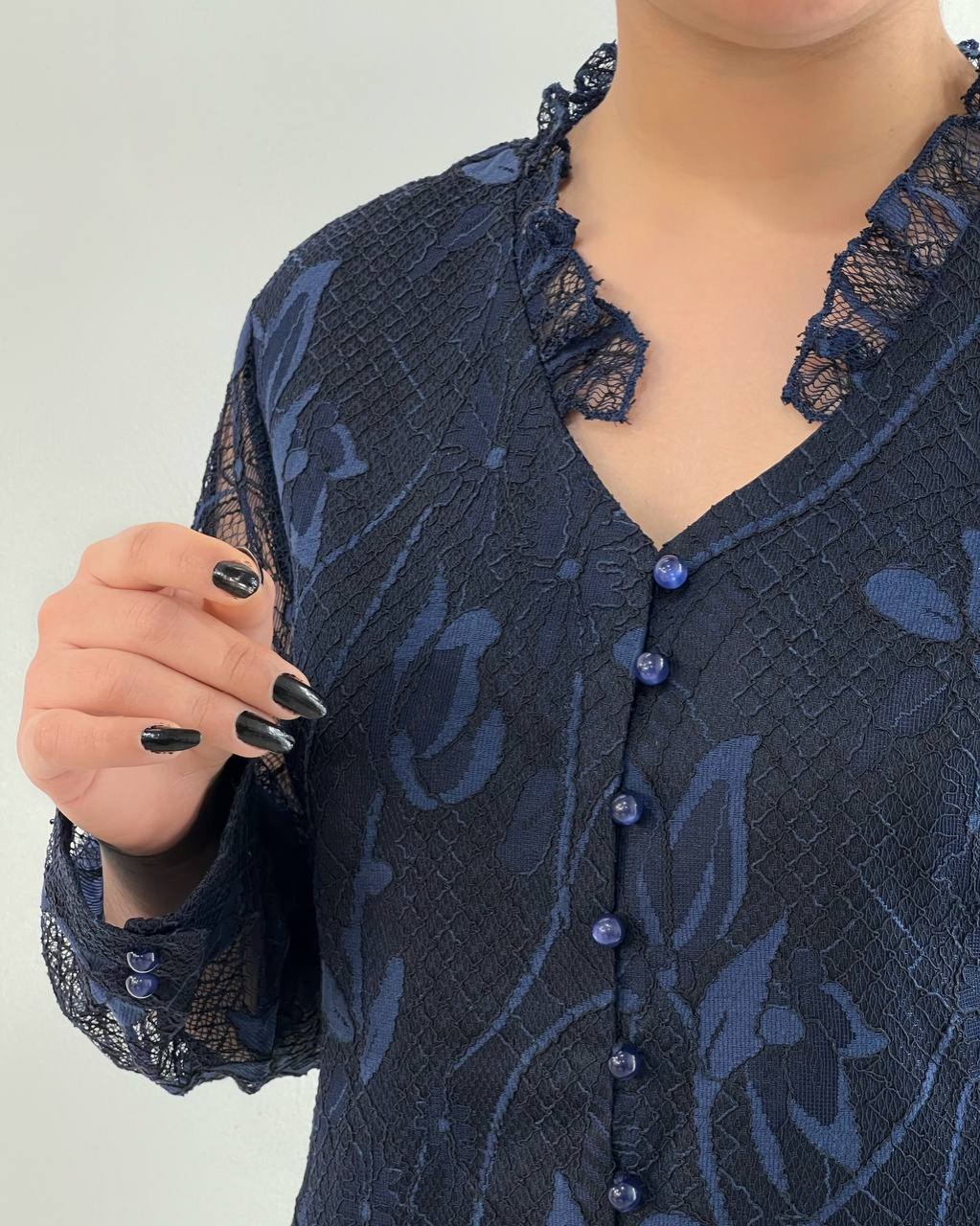 شومیز گیپور دو رنگ کد 4724