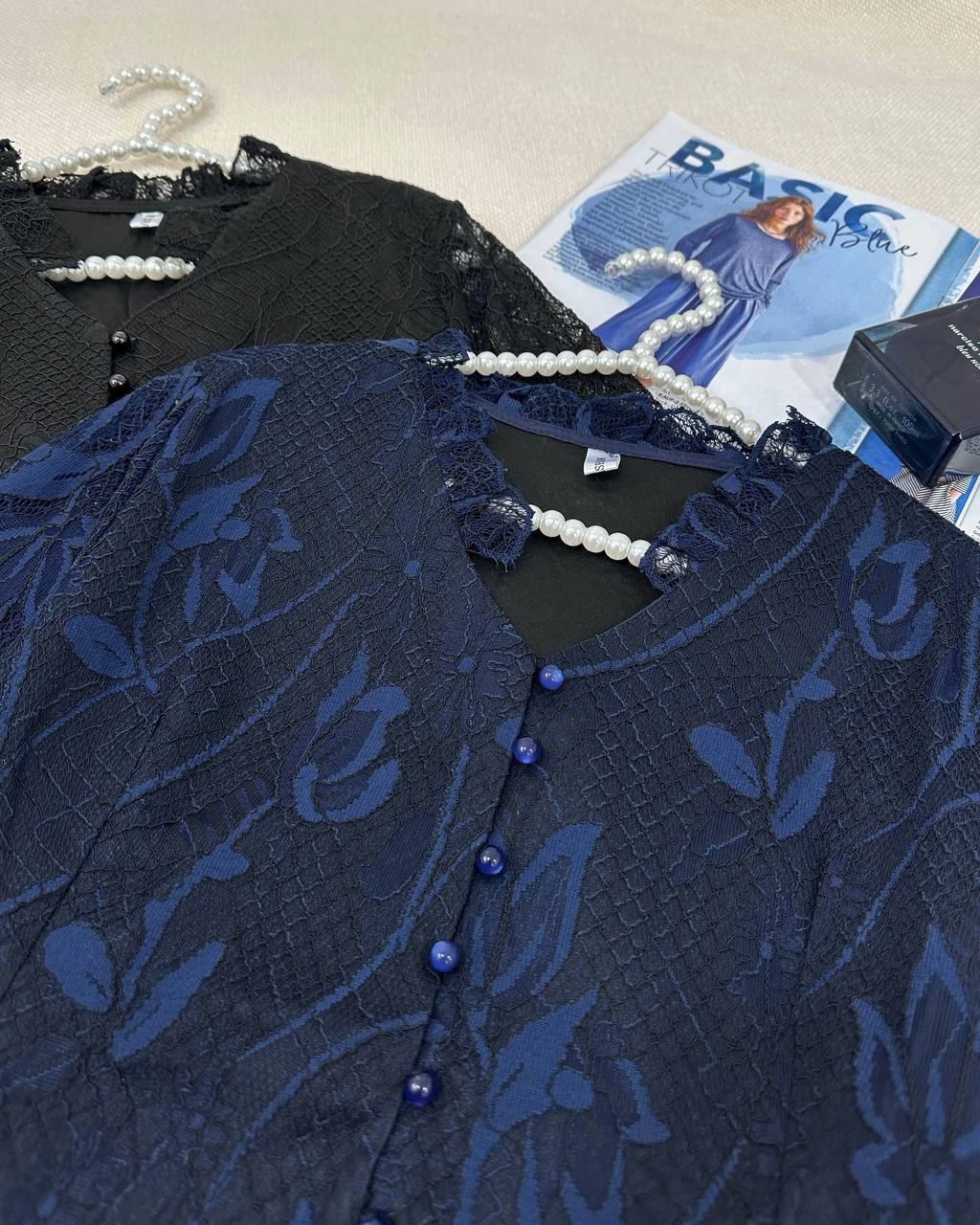 شومیز گیپور دو رنگ کد 4724