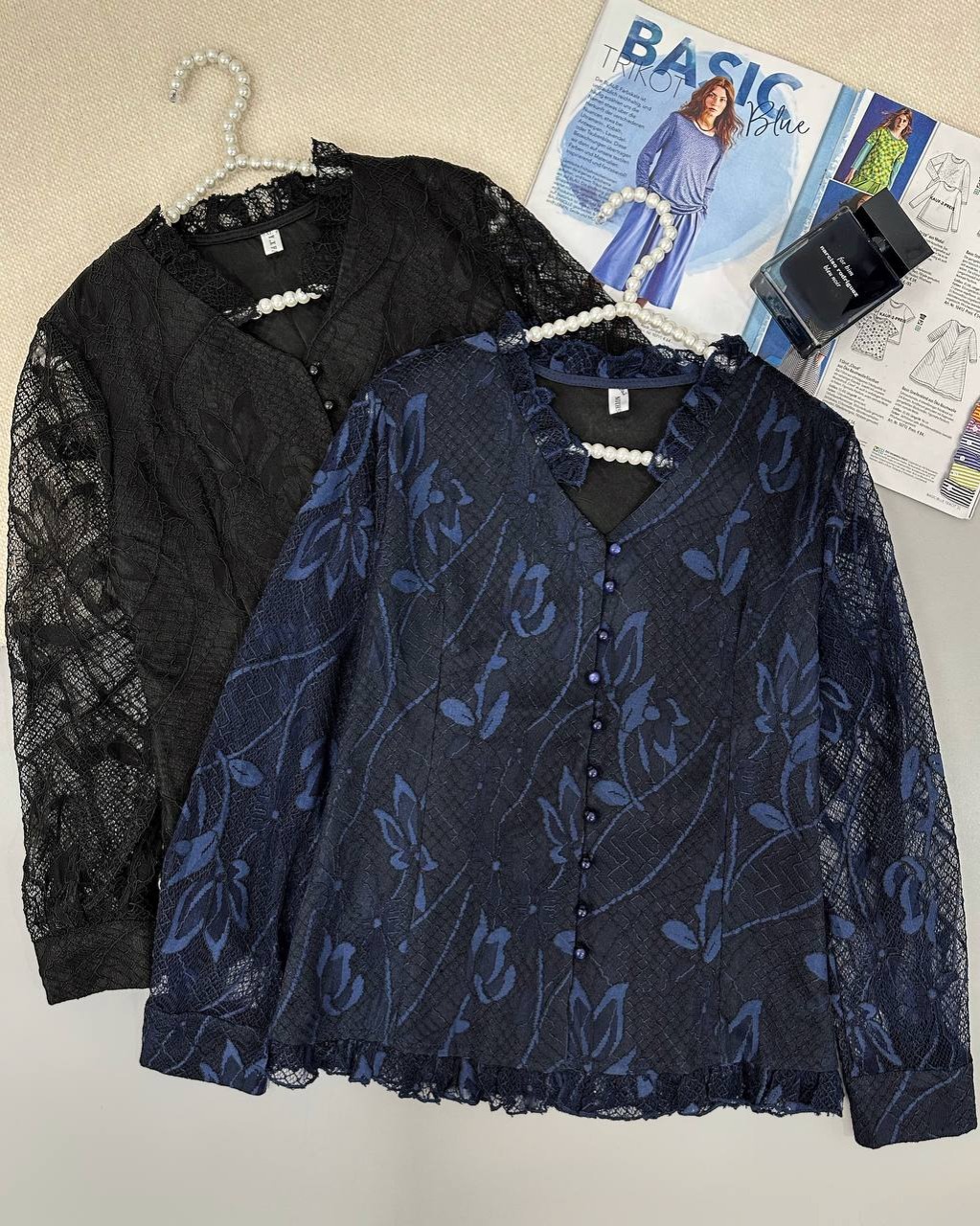 شومیز گیپور دو رنگ کد 4724