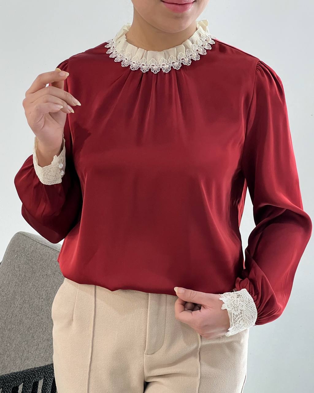 شومیز ساتن چری کد 4725