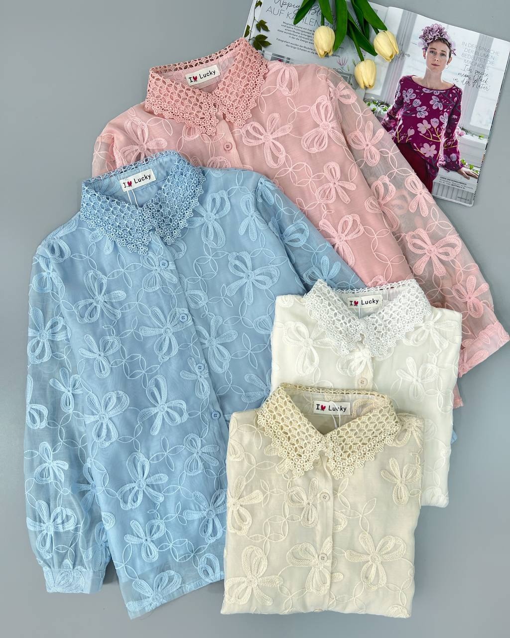 شومیز تمام کار شده 4 رنگ کد 4731