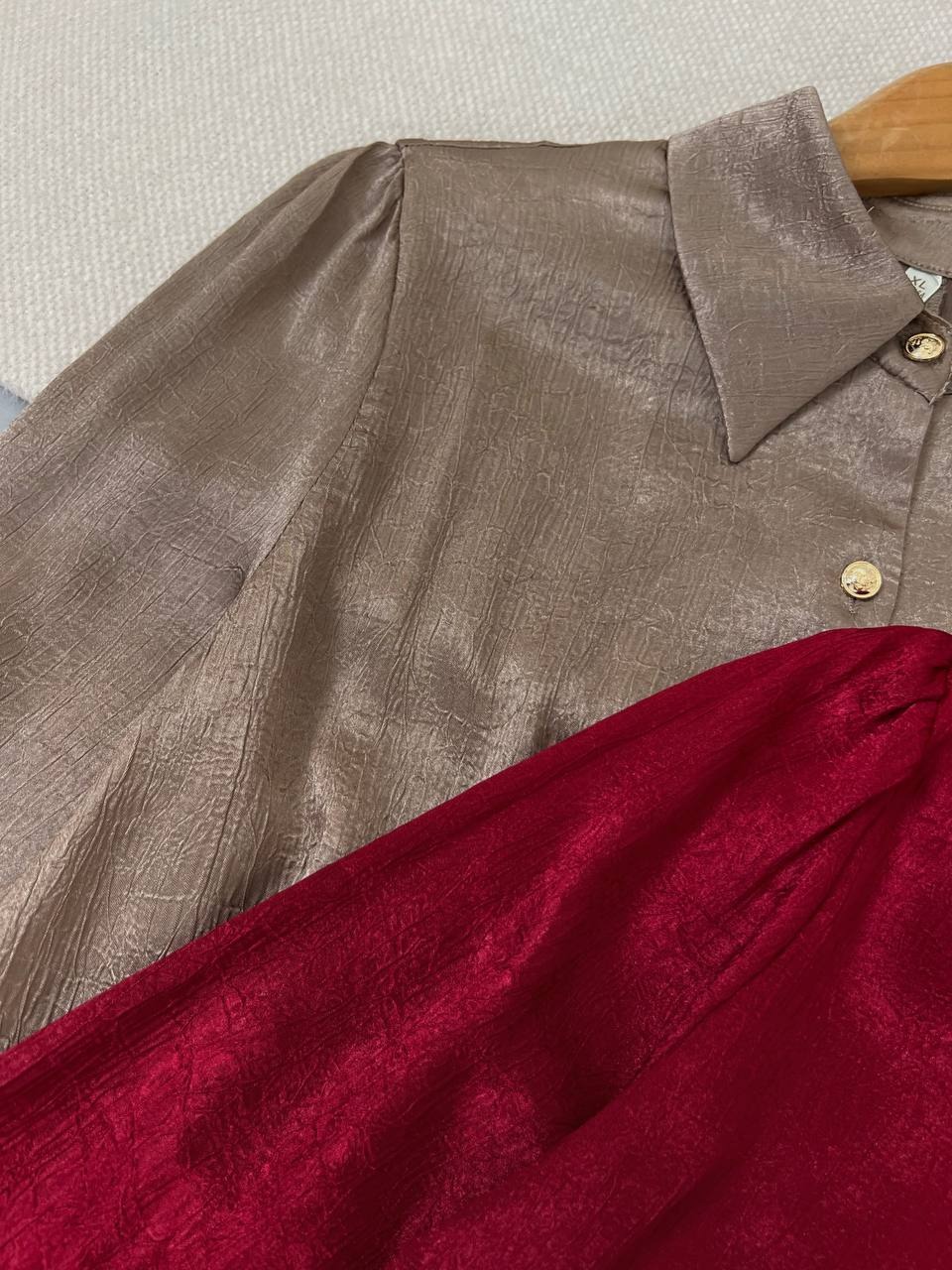 شومیز ساتن دو رنگ کد 4732