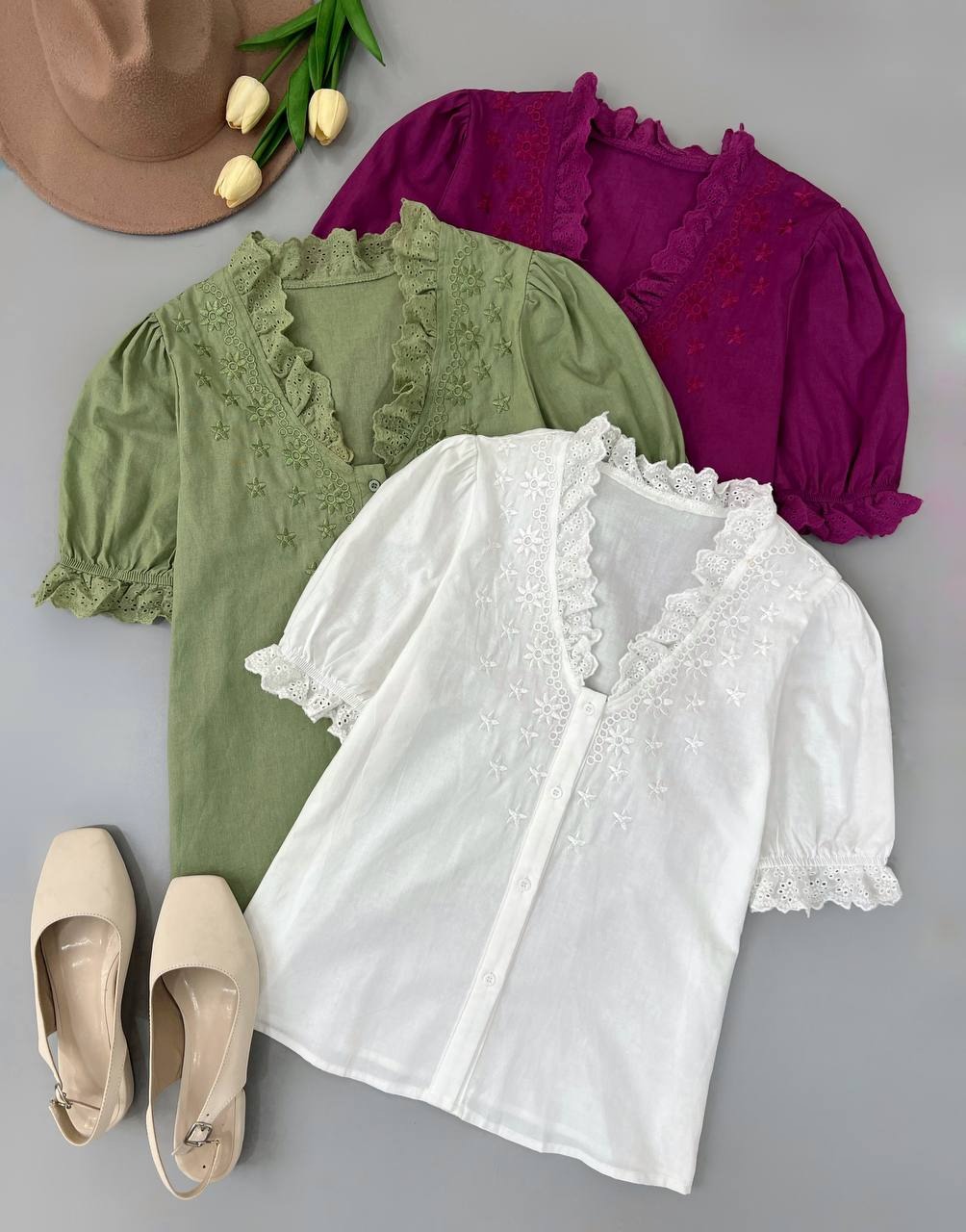 شومیز کنف نخ خامه دوزی کد 4734