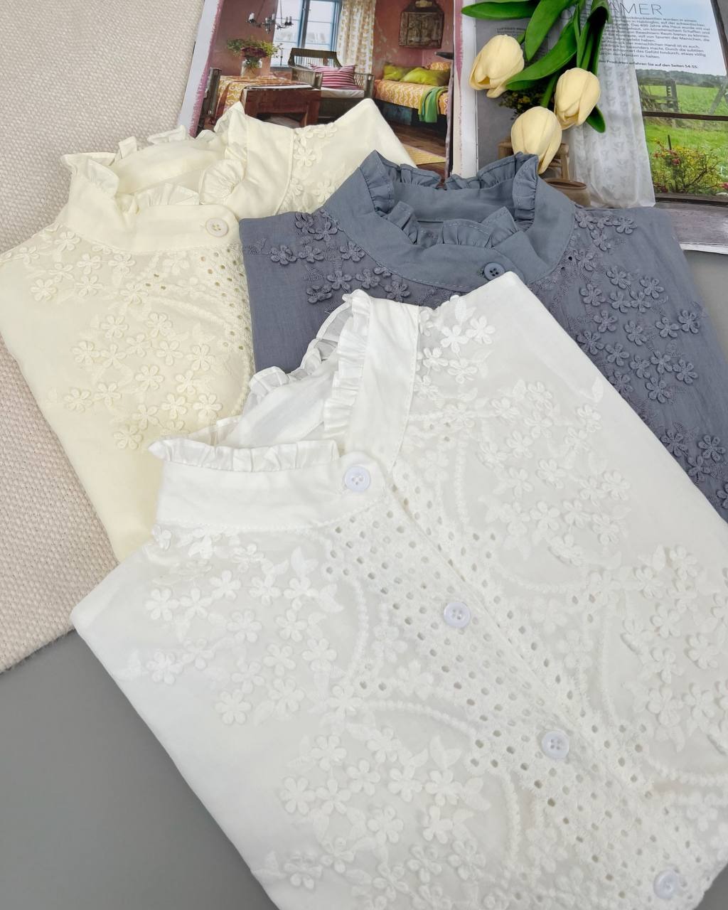 شومیز تمام خامه دوزی 3 رنگ کد 4735