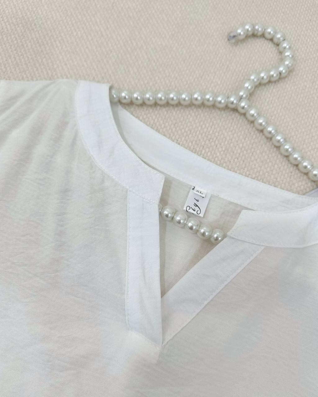 شومیز سفید آستین گلدوزی کد 4736