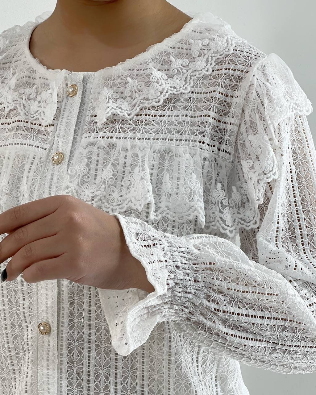 شومیز دانتل کش جلو دکمه کد 4738