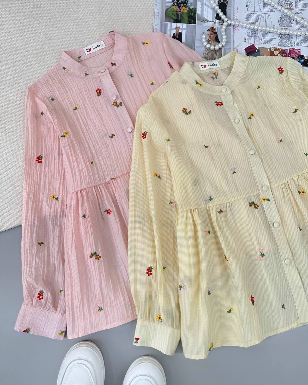 شومیز تمام گلدوزی عروسکی کد 4739