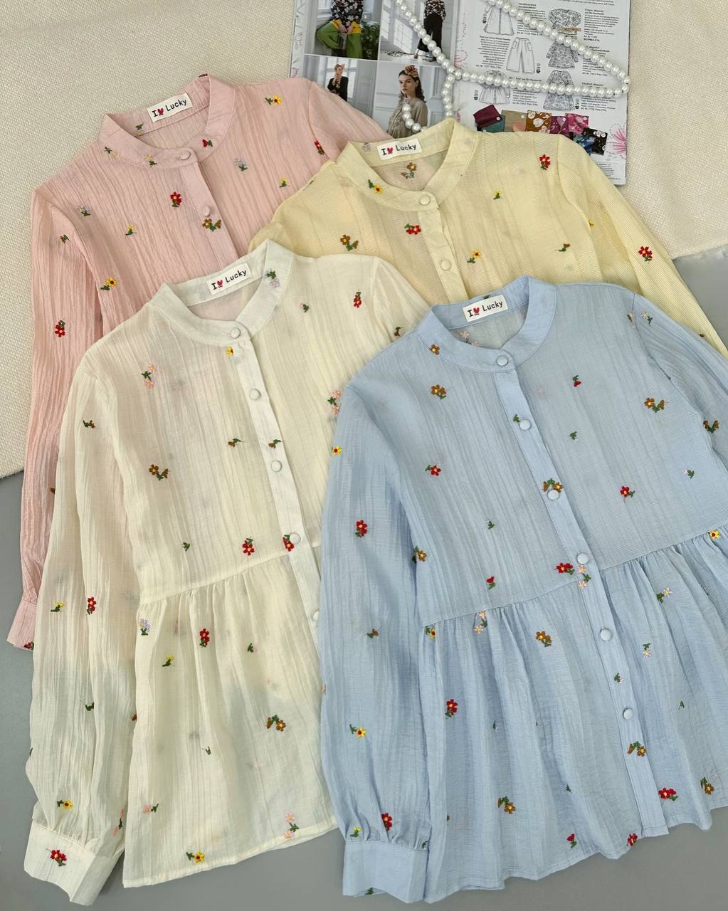 شومیز تمام گلدوزی عروسکی کد 4739