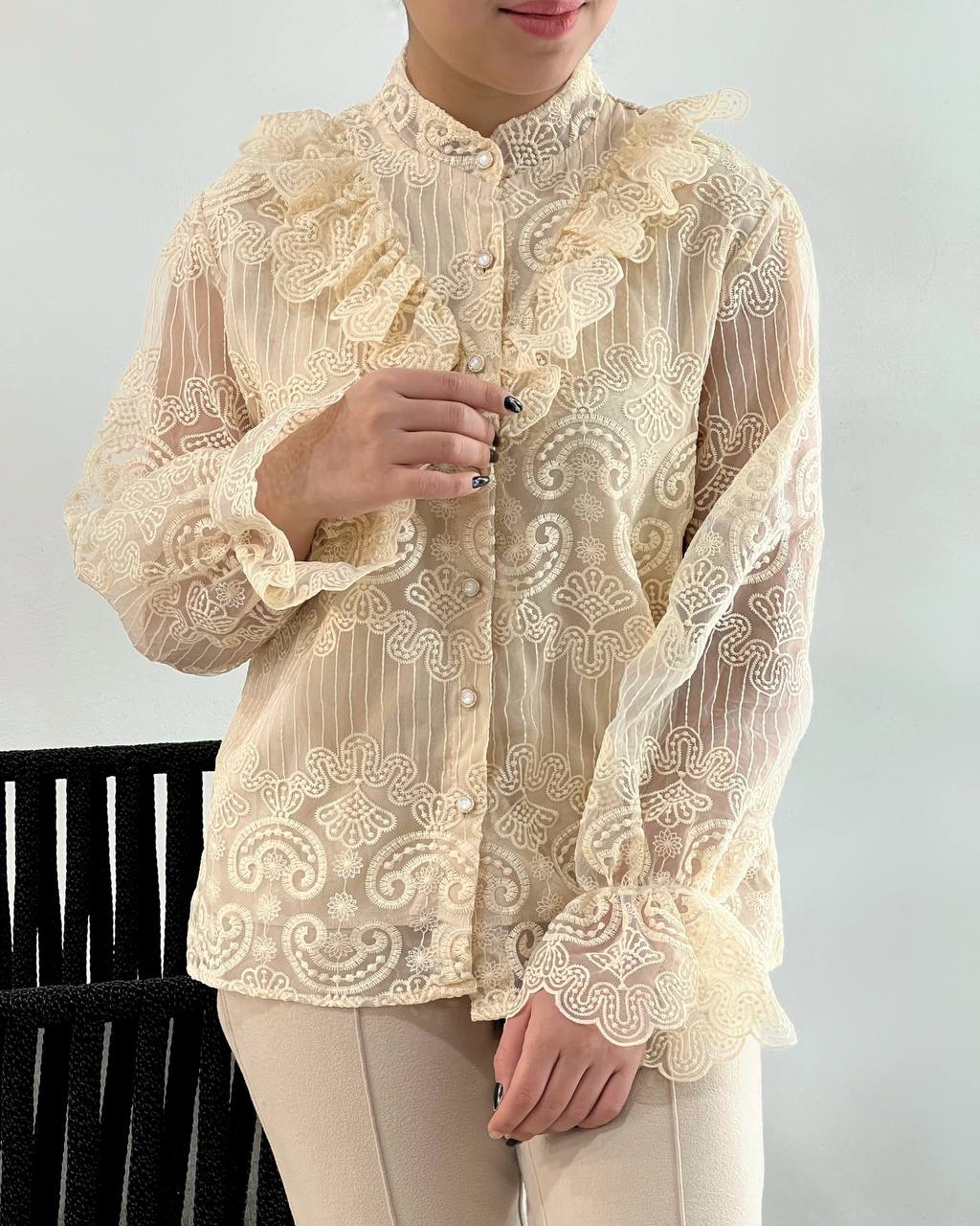 شومیز تمام کار شده عیدانه کد 4740