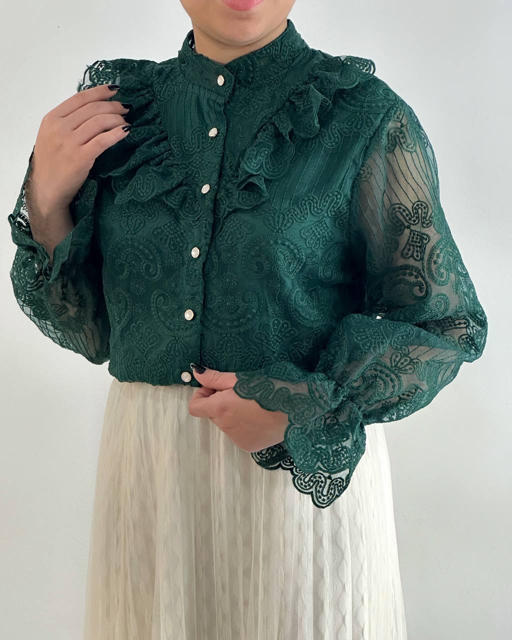 شومیز تمام کار شده عیدانه کد 4740