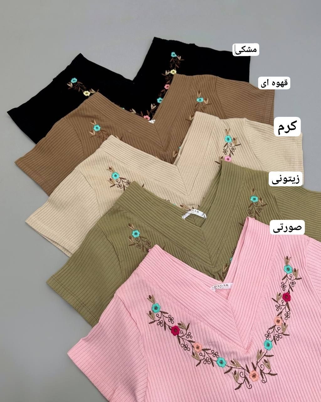 تیشرت یقه هفت گلدوزی کد 4742