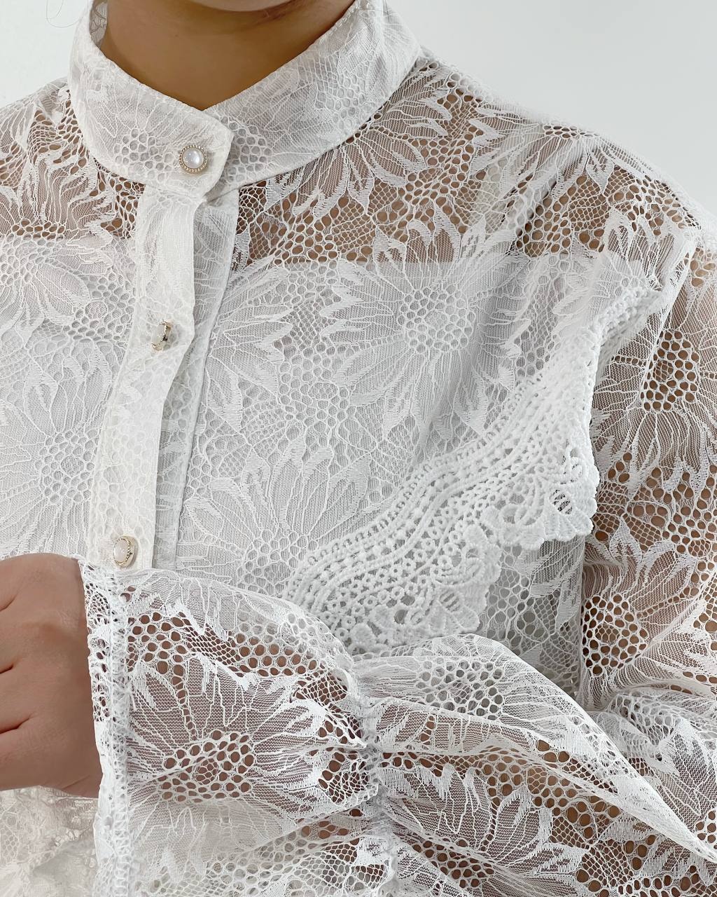 شومیز تمام گیپور با نوارای دانتل کد 4745