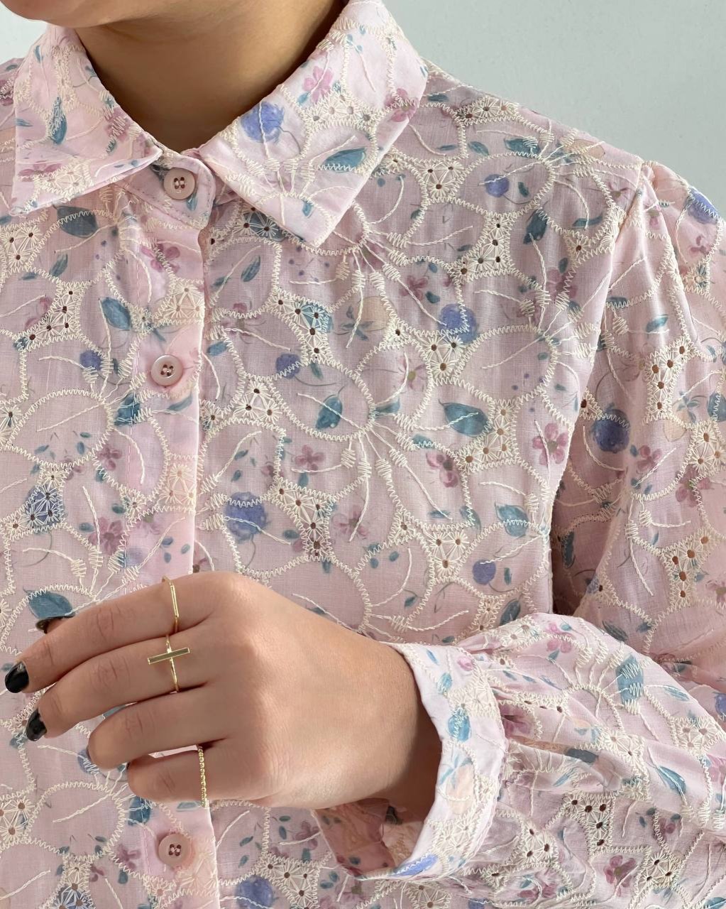 شومیز تمام خامه دوزی طرحدار کد 4748