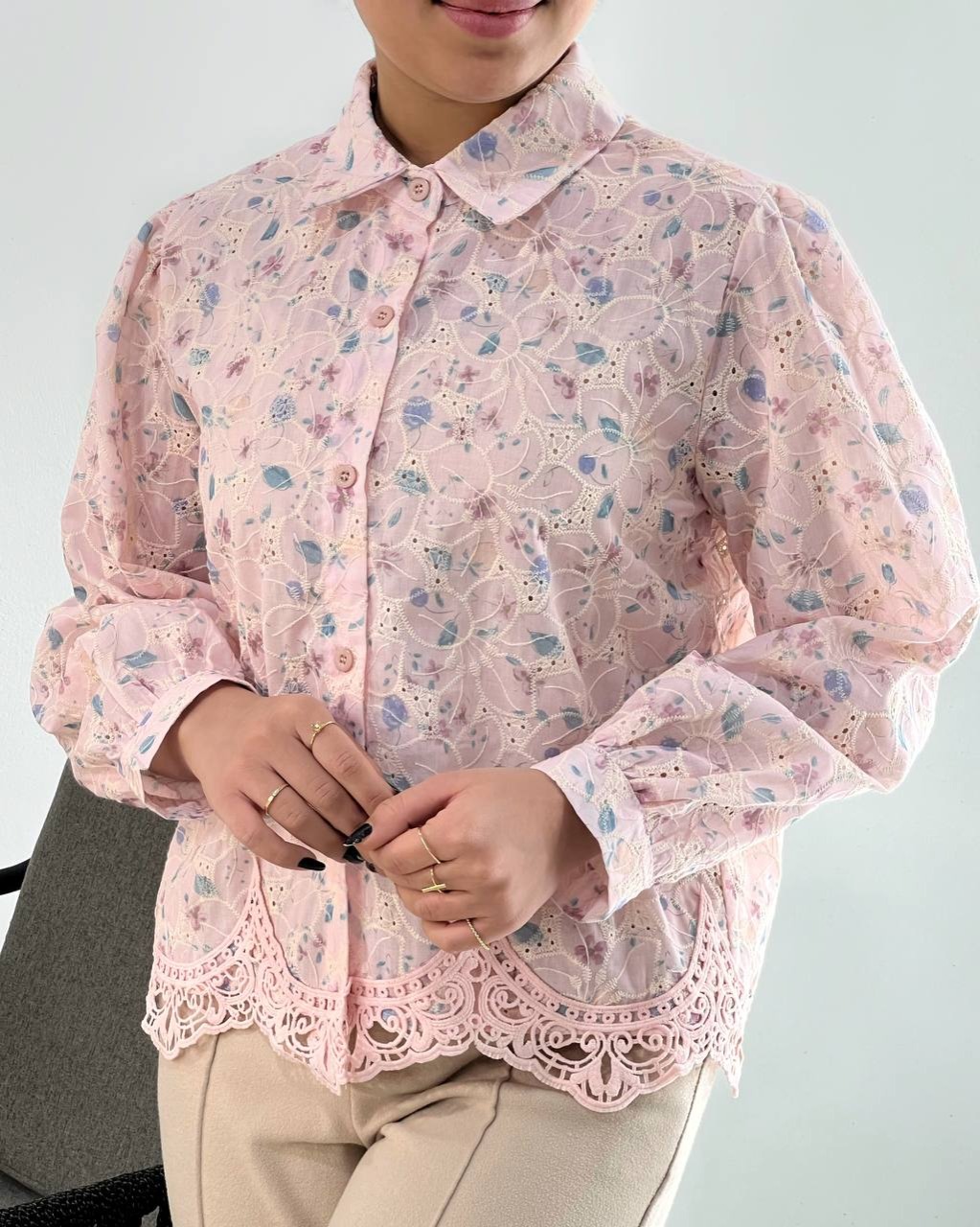 شومیز تمام خامه دوزی طرحدار کد 4748