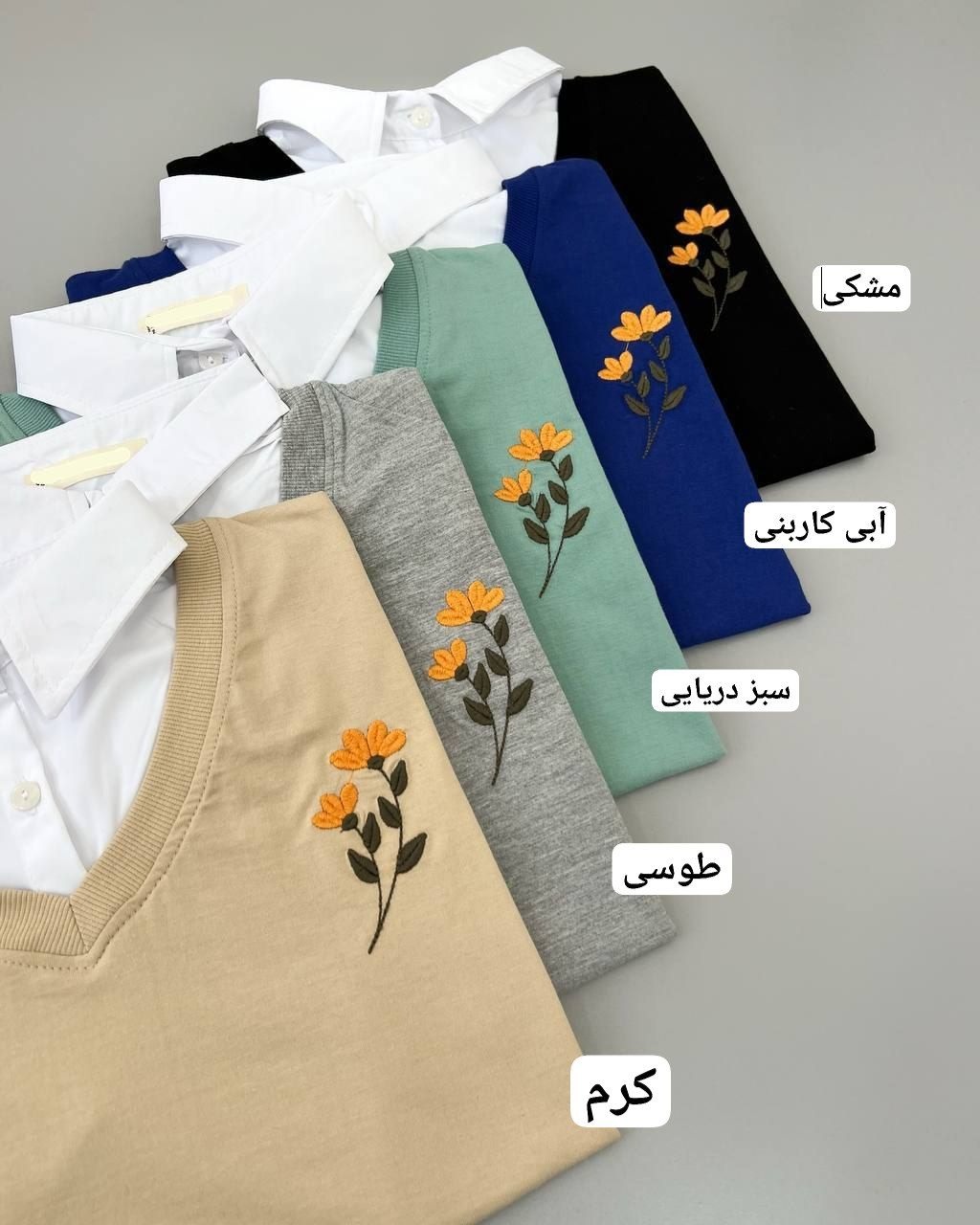 تیشرت یقه دار گلدوزی 2 کد 4758