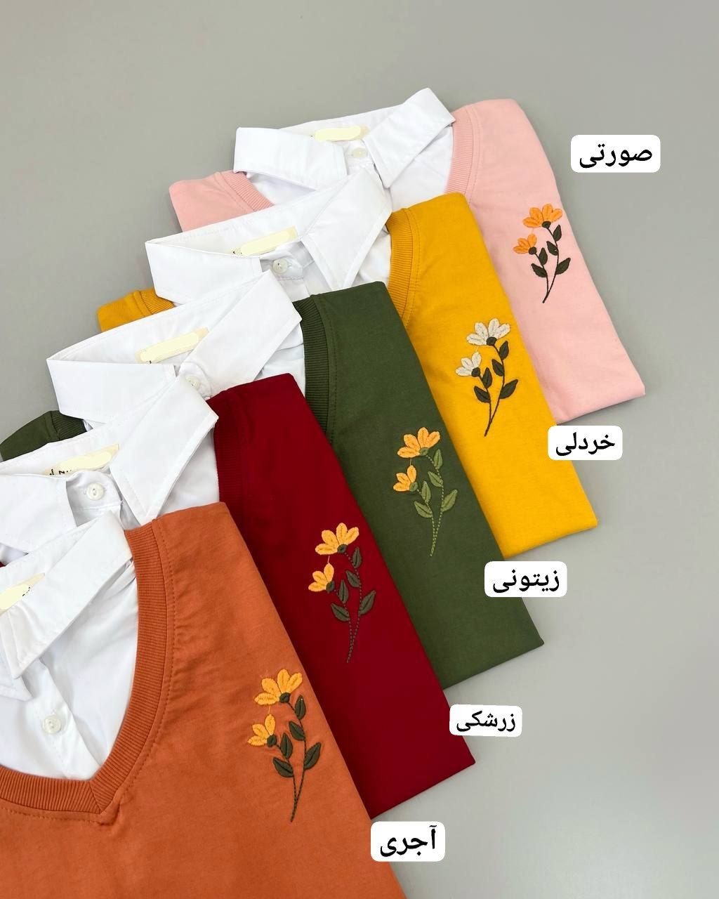 تیشرت یقه دار گلدوزی 2 کد 4758