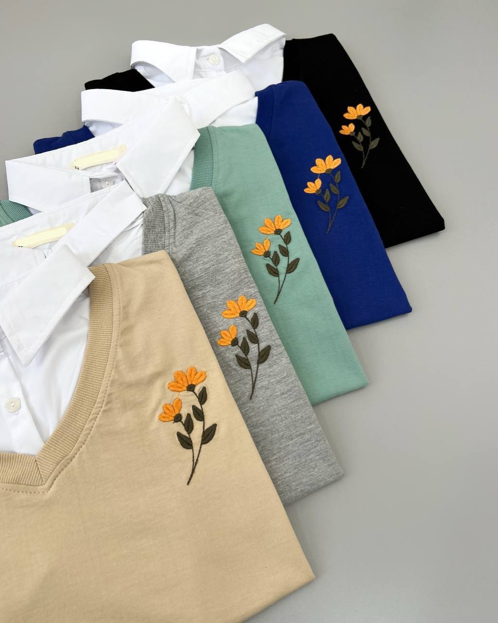 تیشرت یقه دار گلدوزی 2 کد 4758