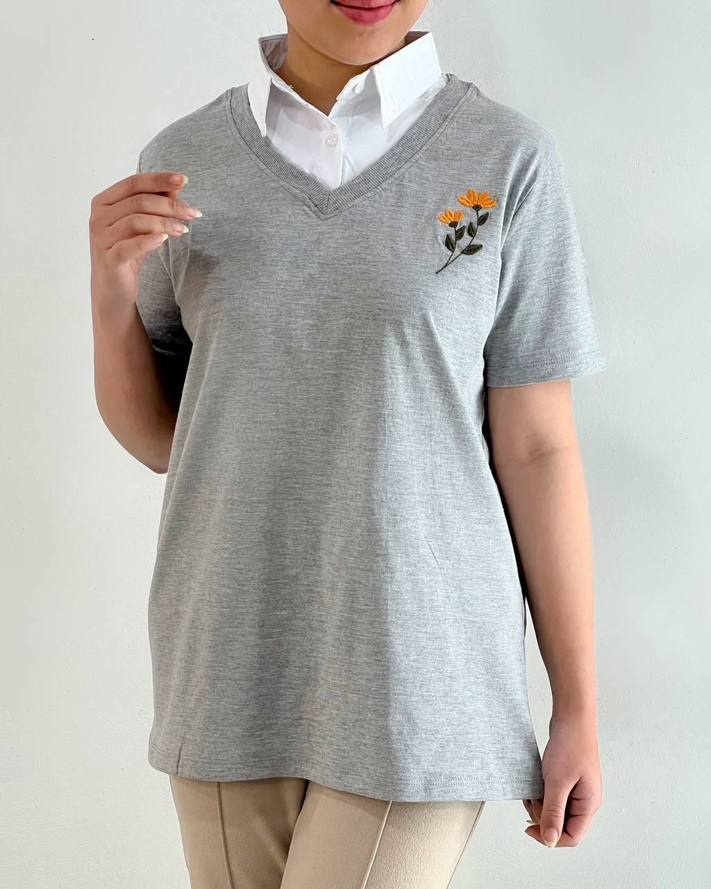 تیشرت یقه دار گلدوزی 2 کد 4758