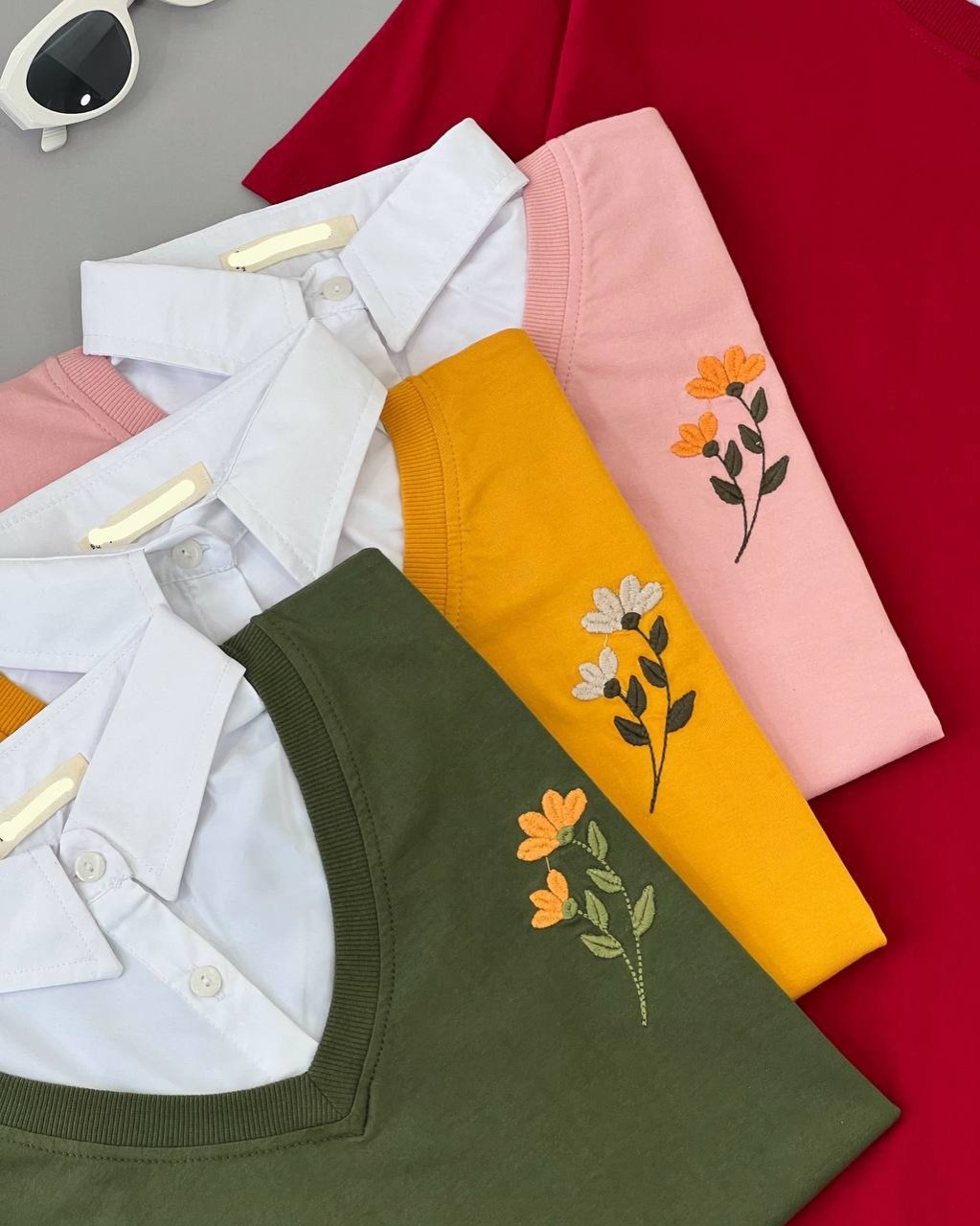 تیشرت یقه دار گلدوزی 2 کد 4758