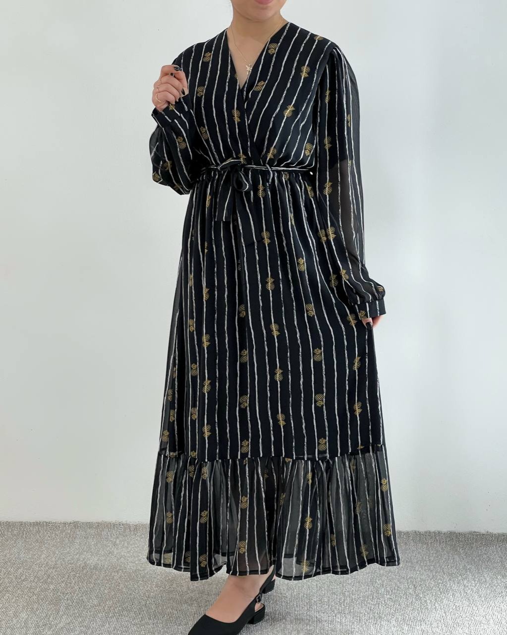 پیراهن حریر آستردار کد 4759